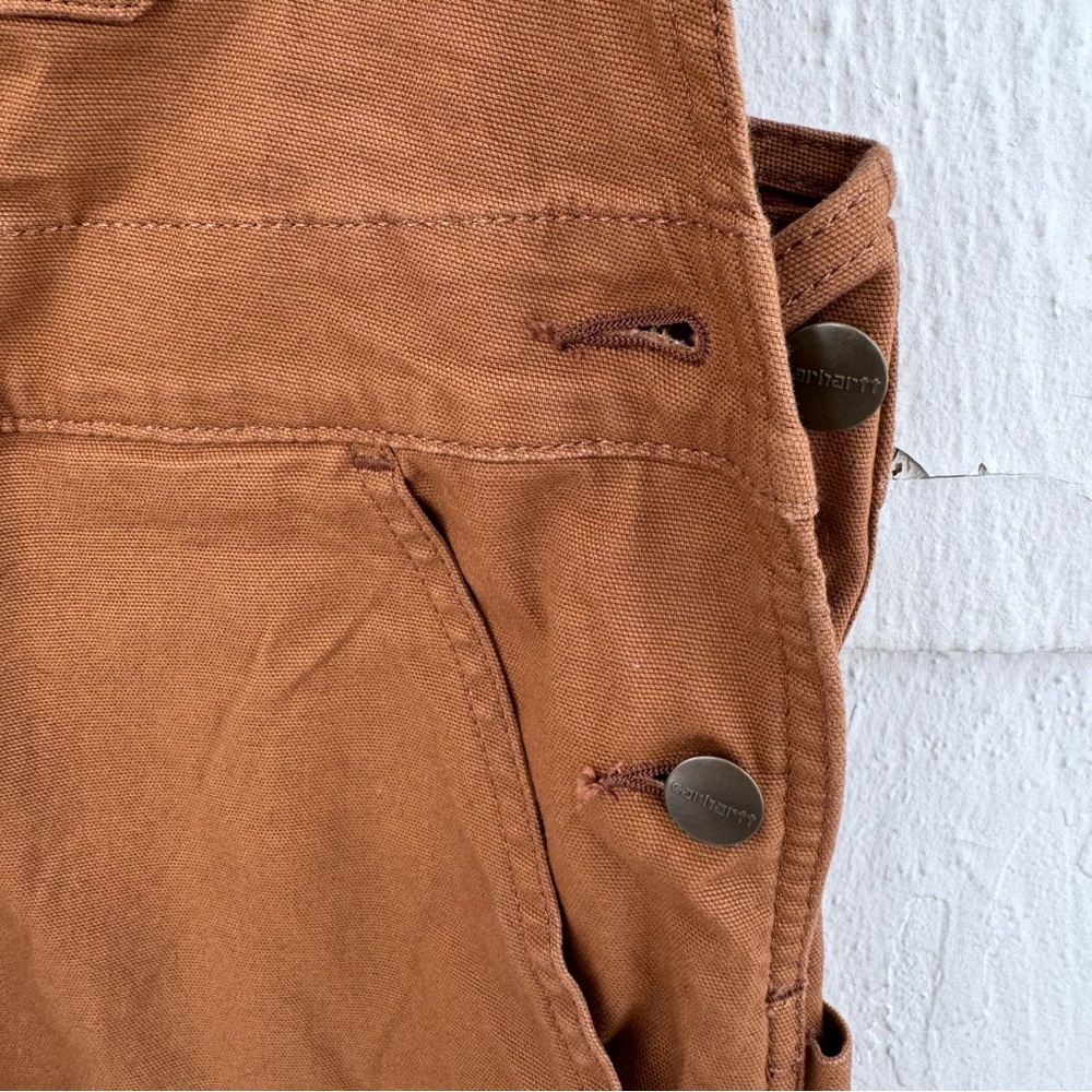 Carhartt Ashland Loose Fit Canvas Bib Overalls Brown size Small - Picture 4 of 8